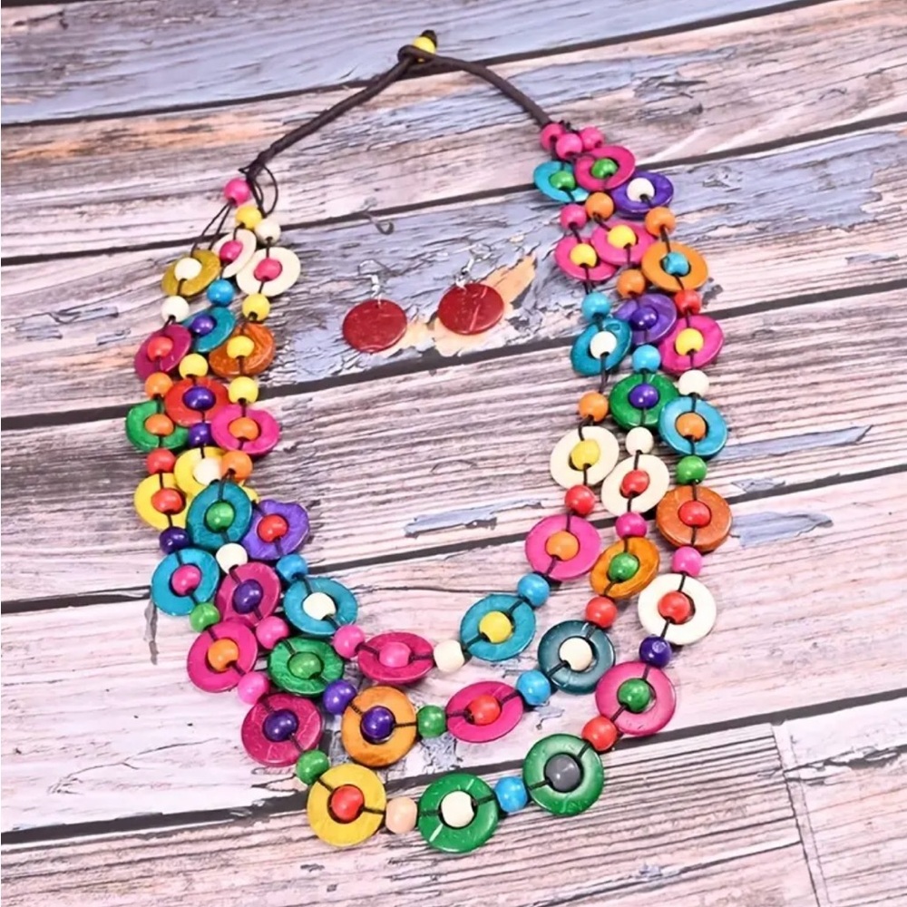 - New Wood necklace & Earring set